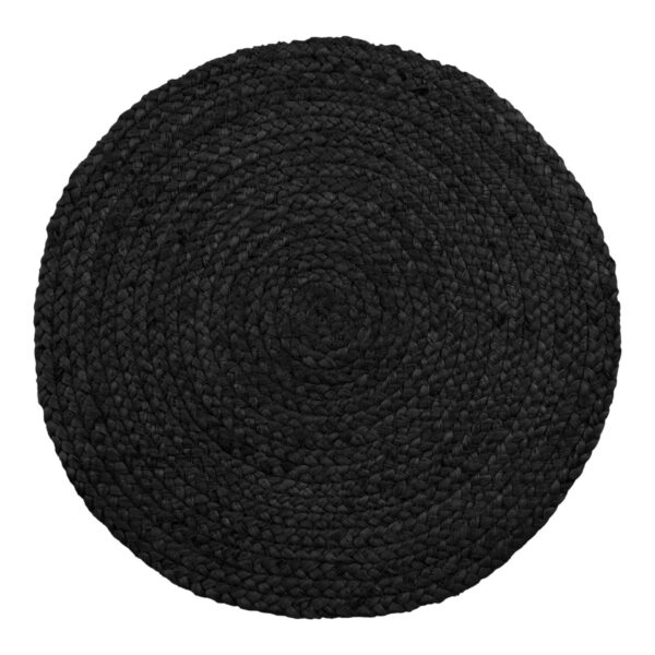 Bombay - Rund dækkeserviet i flettet mørkegrå jute S/4 Ø38 cm - 4 stk.
