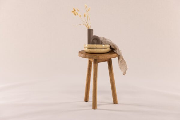 Vind - Taburet, natur teak, Ø33cm