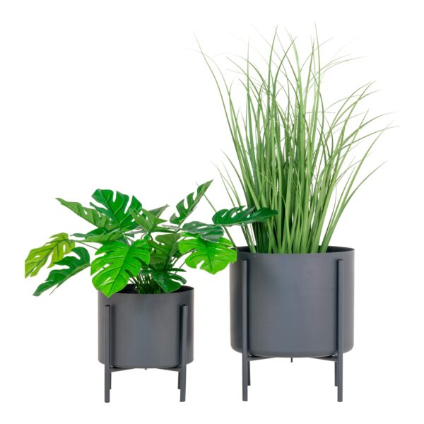 Pavia Blomsterstandere -  sæt af 2 stk. , grå