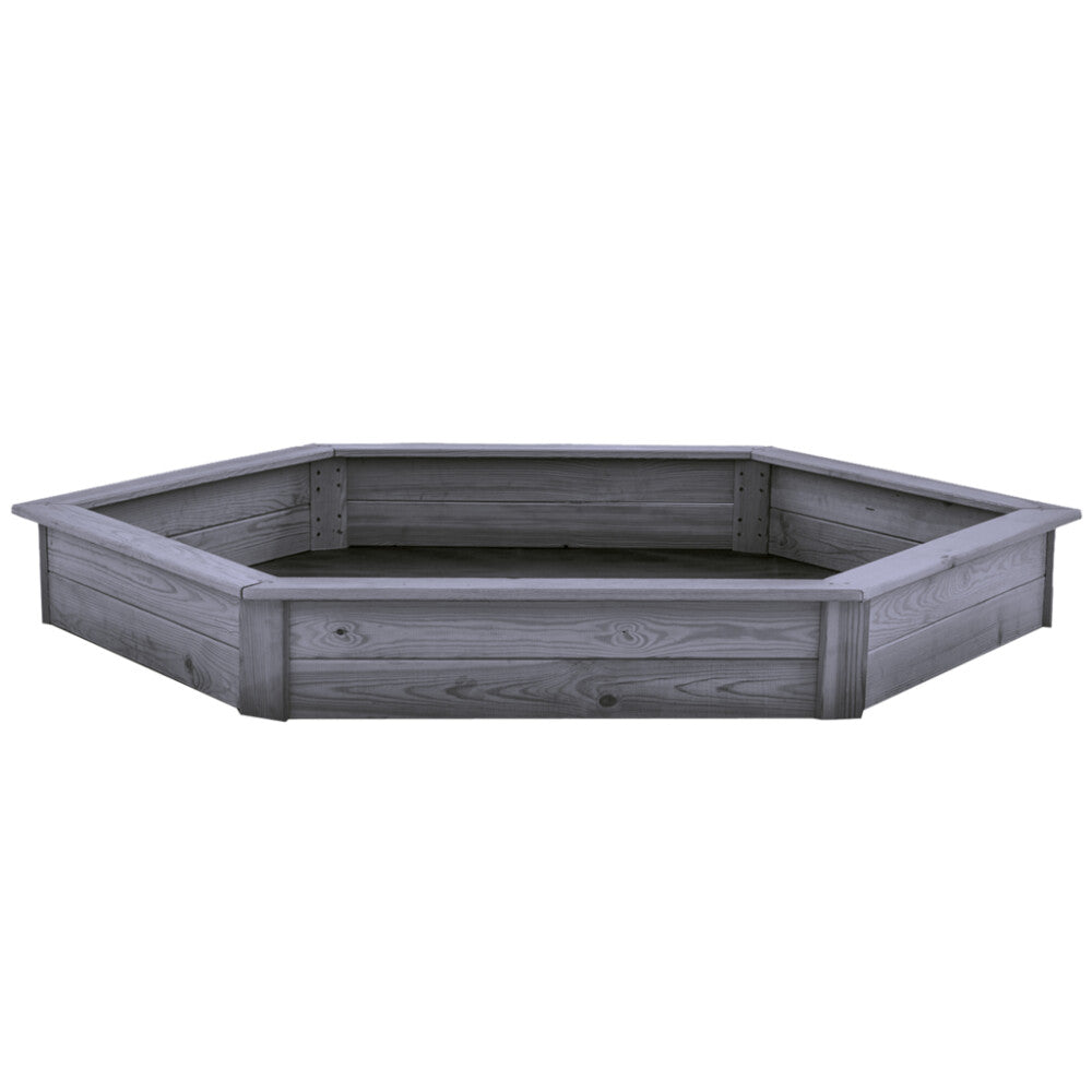 Nordic Play - Sandkasse 6-kantet, grå, grundmalet,180x156cm