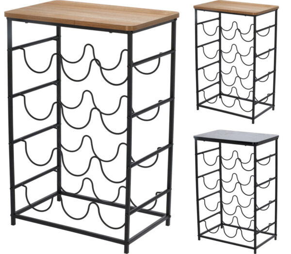 Vinreol 12 flasker, Sort, 40x26x60cm - Sort