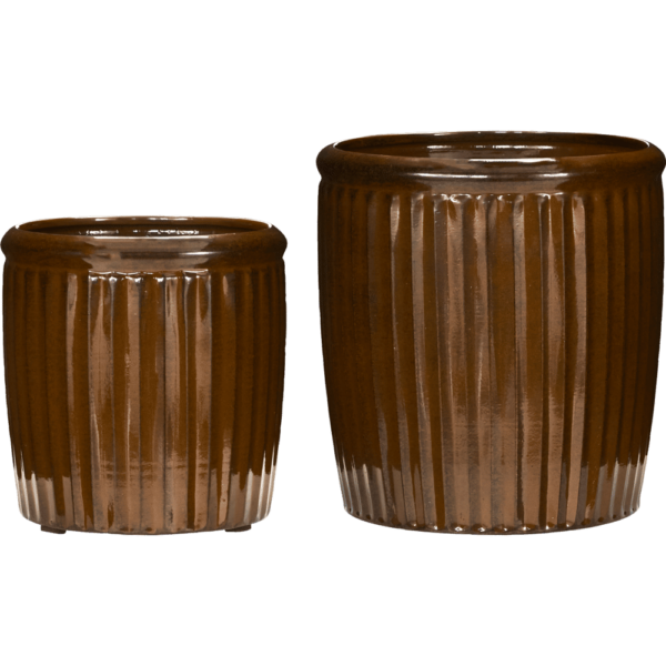 House Doctor Urtepotte, HDGroove, Brun, sæt af 2 stk.Ø20-Ø25cm