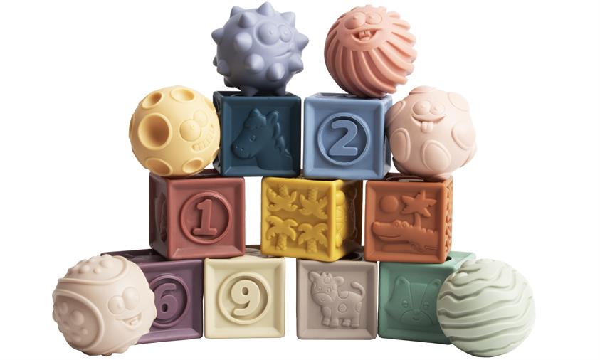 Magni - Babymassage sæt med stableklodser 15 stk.