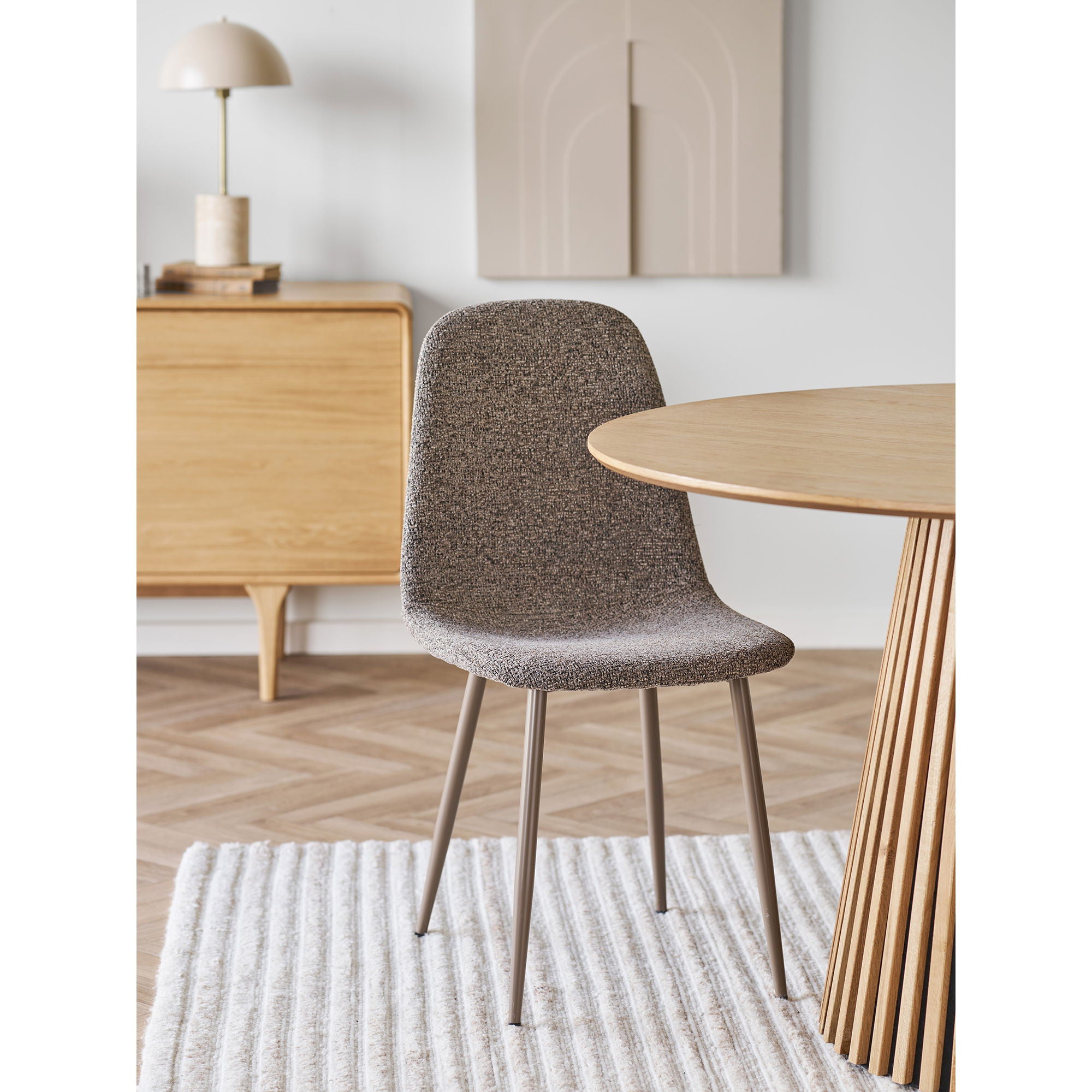 House Nordic - Stockholm spisebordsstol lysebrun med metalben - Sæt af 2 stk.