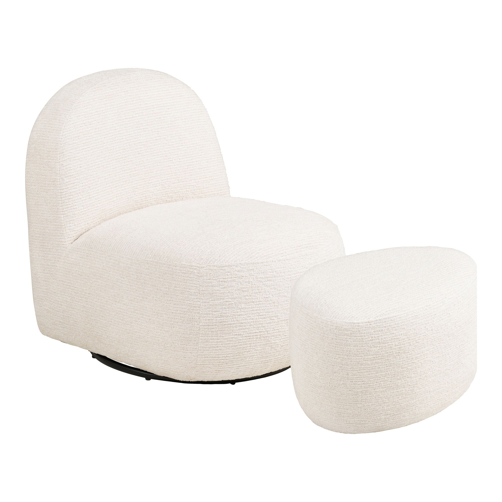 House Nordic - Milo Loungestol & Puf med drejefunktion - Off-White - 67Ã74Ã70 cm