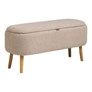 House Nordic - Harlow Bænk, m. opbevaring, bouclé, beige, 95x37x45 cm
