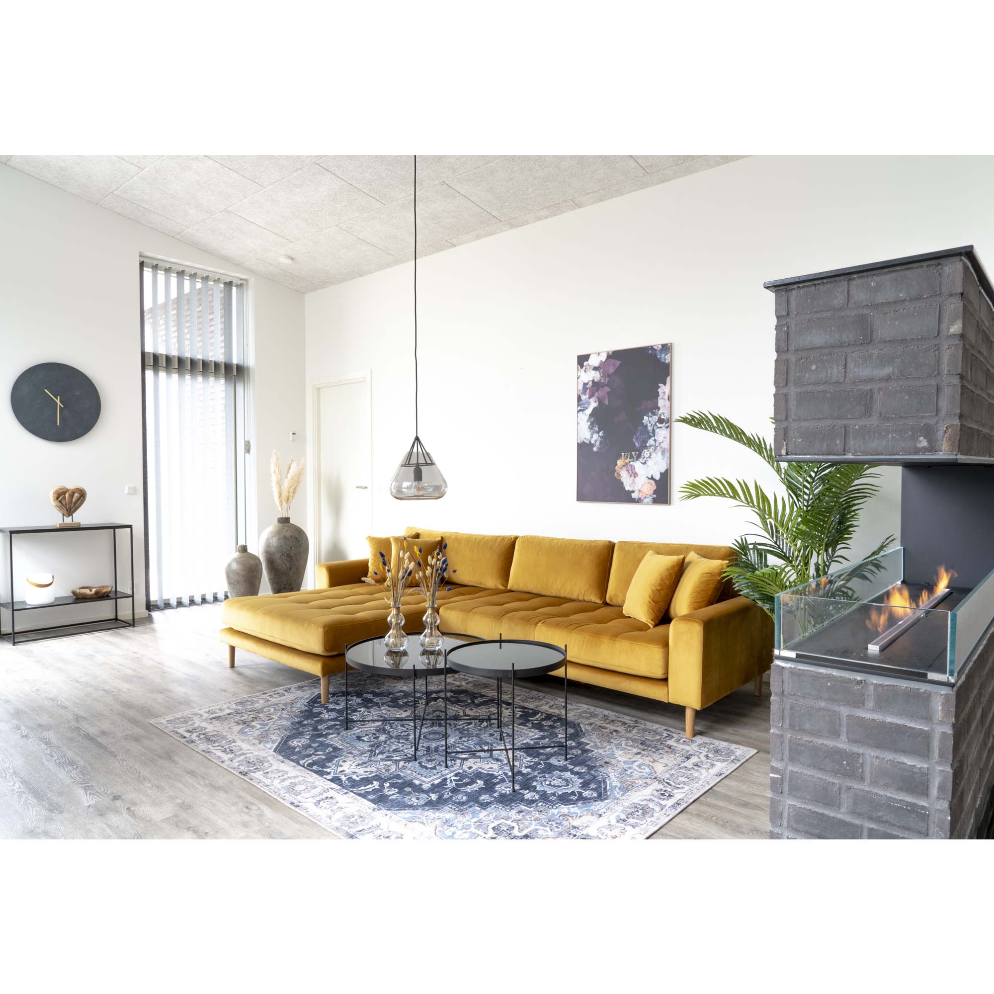 House Nordic - Venezia Sofabord - i sort stål med glas ø48xh48cm